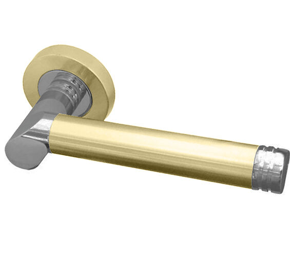 Frelan Octavia Door Handle on Rose Polished Brass/Satin Chrome 50mm JV765PBSC