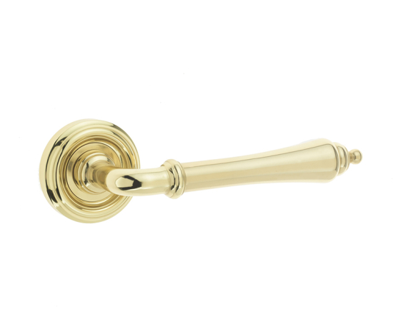 Frelan Camille Door Handle on Rose Polished Brass 53mm JV651PB
