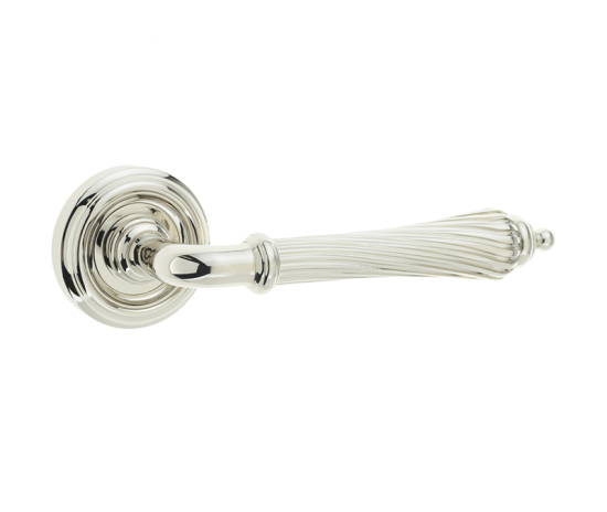 Frelan Giselle Door Handle on Rose Polished Nickel 53mm JV652PN