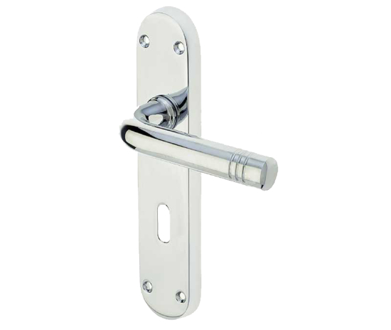 Frelan Porto Suite Door Handle on Lockplate Polished Chrome 183mm JV660PC