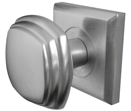 Frelan Piazza Mortice Door Knob Satin Chrome on Square Rose 57mm JV74SC