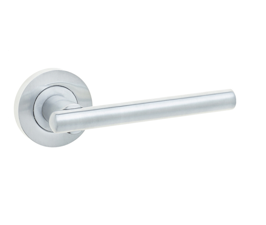 Frelan Rosetta Door Handle on Rose Satin Chrome 50mm JV843SC