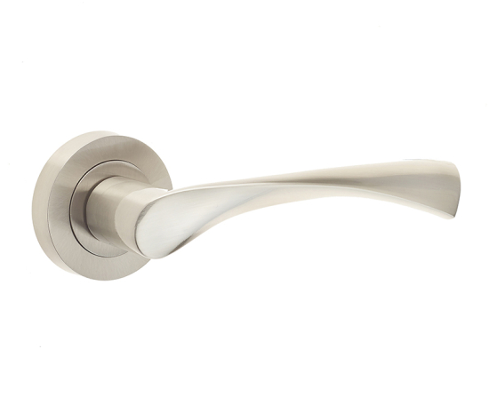 Frelan Comet Door Handle on Rose Satin Nickel JV845SN