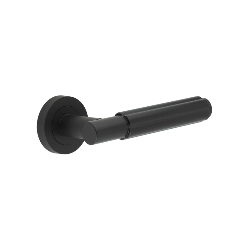 Jedo Bloom Door Handle on Roses JV848 Matt Black - Aluminium Door Hardware