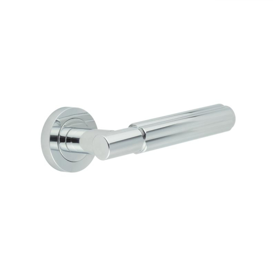 Jedo Bloom Door Handle on Roses JV848 Polished Chrome