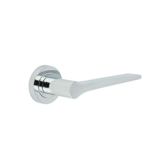 Jedo Geo Polished Chrome Door Handle on Roses JV851PC - Frelan Hardware