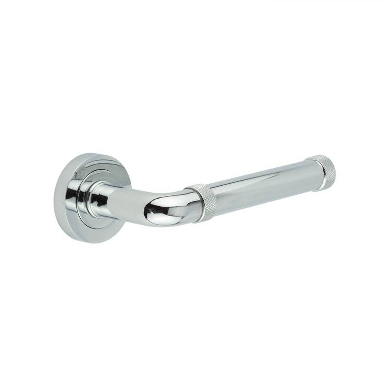 Jedo Midtown Door Handle on Rose JV853 Polished Chrome - Frelan Hardware