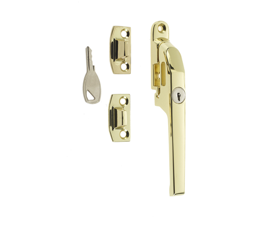 Frelan Modern Lockable Casement Fastener Polished Brass 124mm JW78LPB