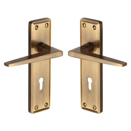 Heritage Brass KEN6800-AT Door Handle Lever Lock Kendal Design Antique finish