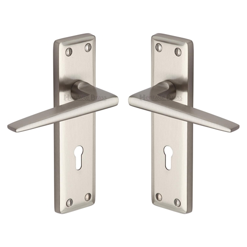 Heritage Brass KEN6800-SN Door Handle Lever Lock Kendal Design Satin Nickel finish