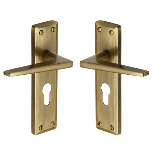 Heritage Brass KEN6848-AT Door Handle for Euro Profile Plate Kendal Design Antique finish