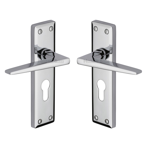 Heritage Brass KEN6848-PC Door Handle for Euro Profile Plate Kendal Design Polished Chrome finish