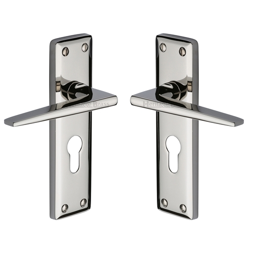 Heritage Brass KEN6848-PNF Door Handle for Euro Profile Plate Kendal Design Polished Nickel finish