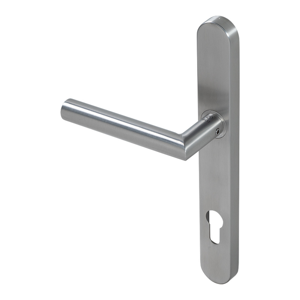BLU KM078C Mitre Lever Door Handle on Backplate (Dual Sprung), 52mm Handle Projection Version - 316 Satin Stainless Steel. KM078C-SSS