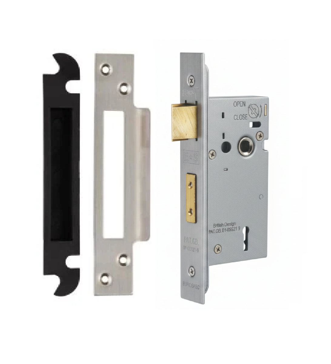 Eurospec Easi - T 3 Lever Security Sashlock 57mm Backset 76mm with Two Keys Satin Stainless Steel