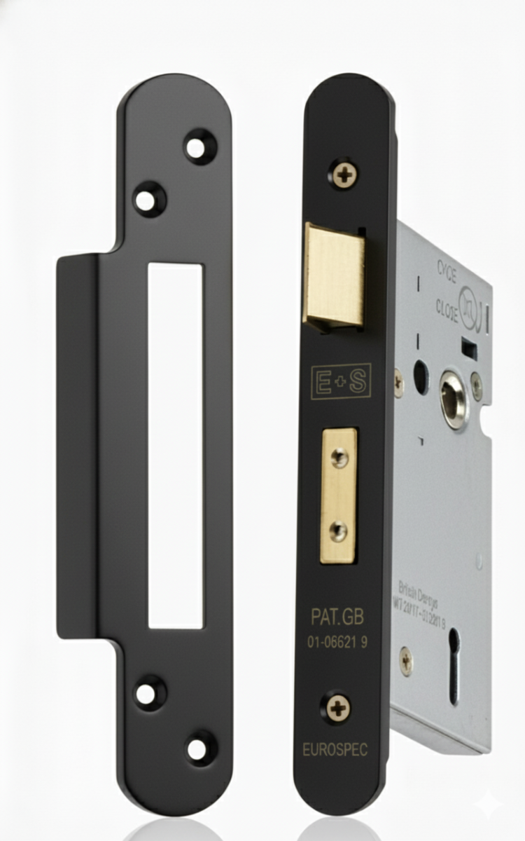 Eurospec Easi - T 5 Lever Security Sashlock 44mm Backset 64mm with Two Keys Matt Black Radius LSS5525MB/R