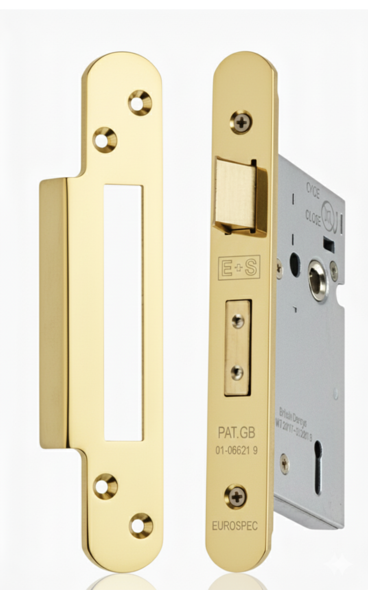 Eurospec Easi - T 5 Lever Security Sashlock 44mm Backset 64mm with Two Keys Polsihed Brass PVD Radius LSS5525PVD/R