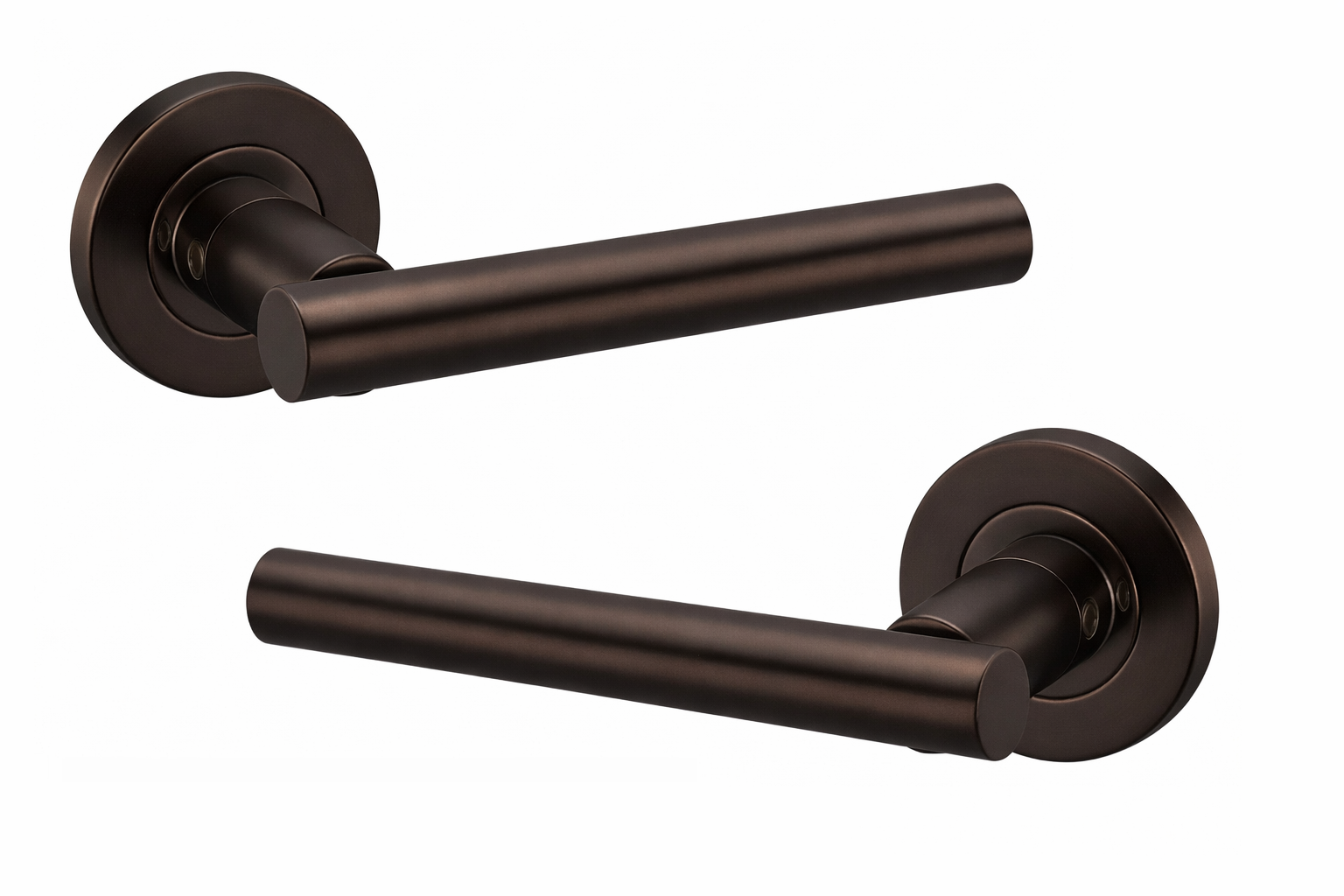 IRONZONE Axis Lever Door Handle on Round Rose - Dark Bronze