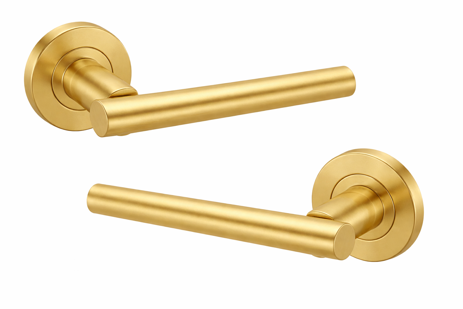 IRONZONE Axis Lever Door Handle on Round Rose - Satin Brass