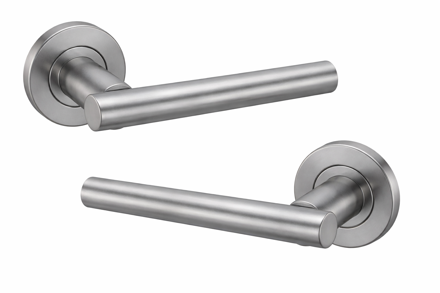 IRONZONE Axis Lever Door Handle on Round Rose - Satin Chrome