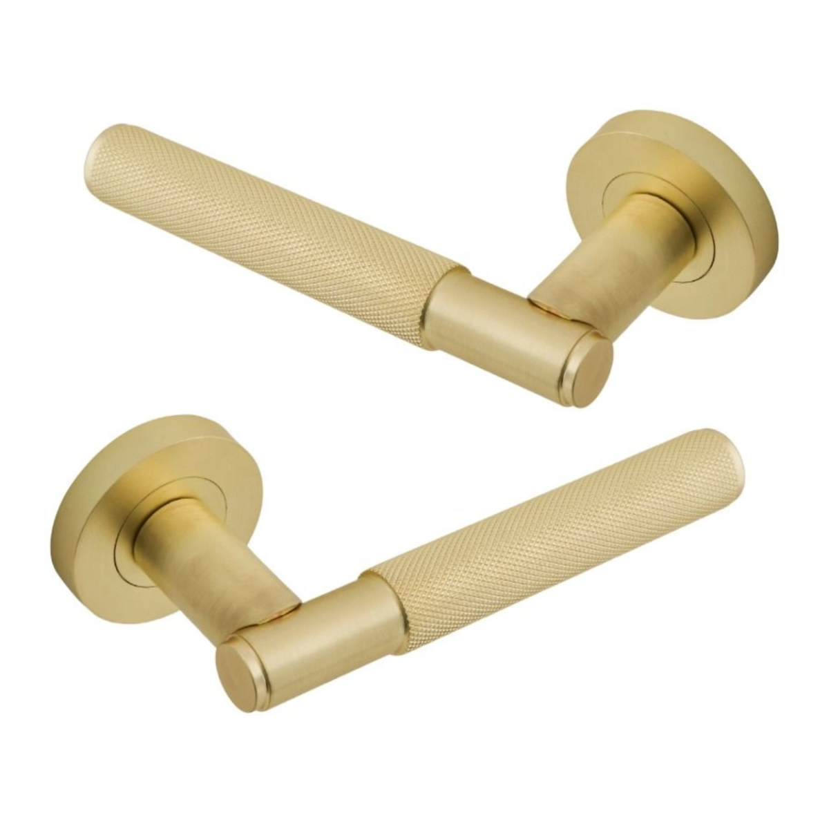 IRONZONE LVR015MSB Marino Knurled Lever Door Handle on Rose - Matt Satin Brass