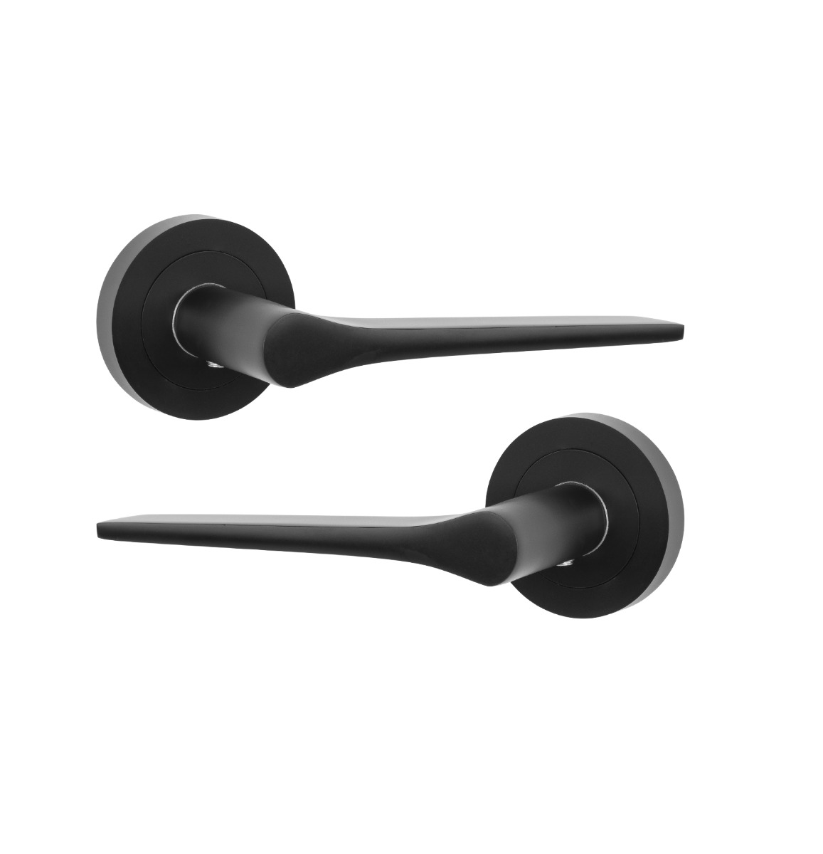 IRONZONE LVR017 Vortex Lever Door Handle On Round Rose - Matt Black