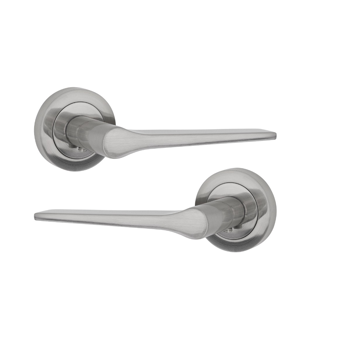 IRONZONE LVR017 Vortex Lever Door Handle On Round Rose - Satin Nickel