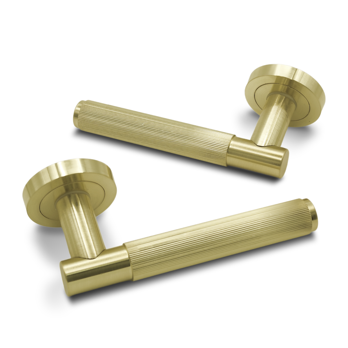 IRONZONE Velo Linear Door Handle on Rose - Satin Brass