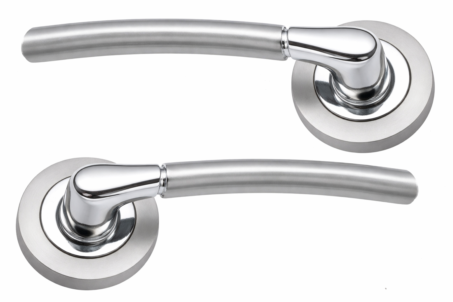 IRONZONE Andalusia Style Lever on Rose - Satin Chrome/Polished Chrome