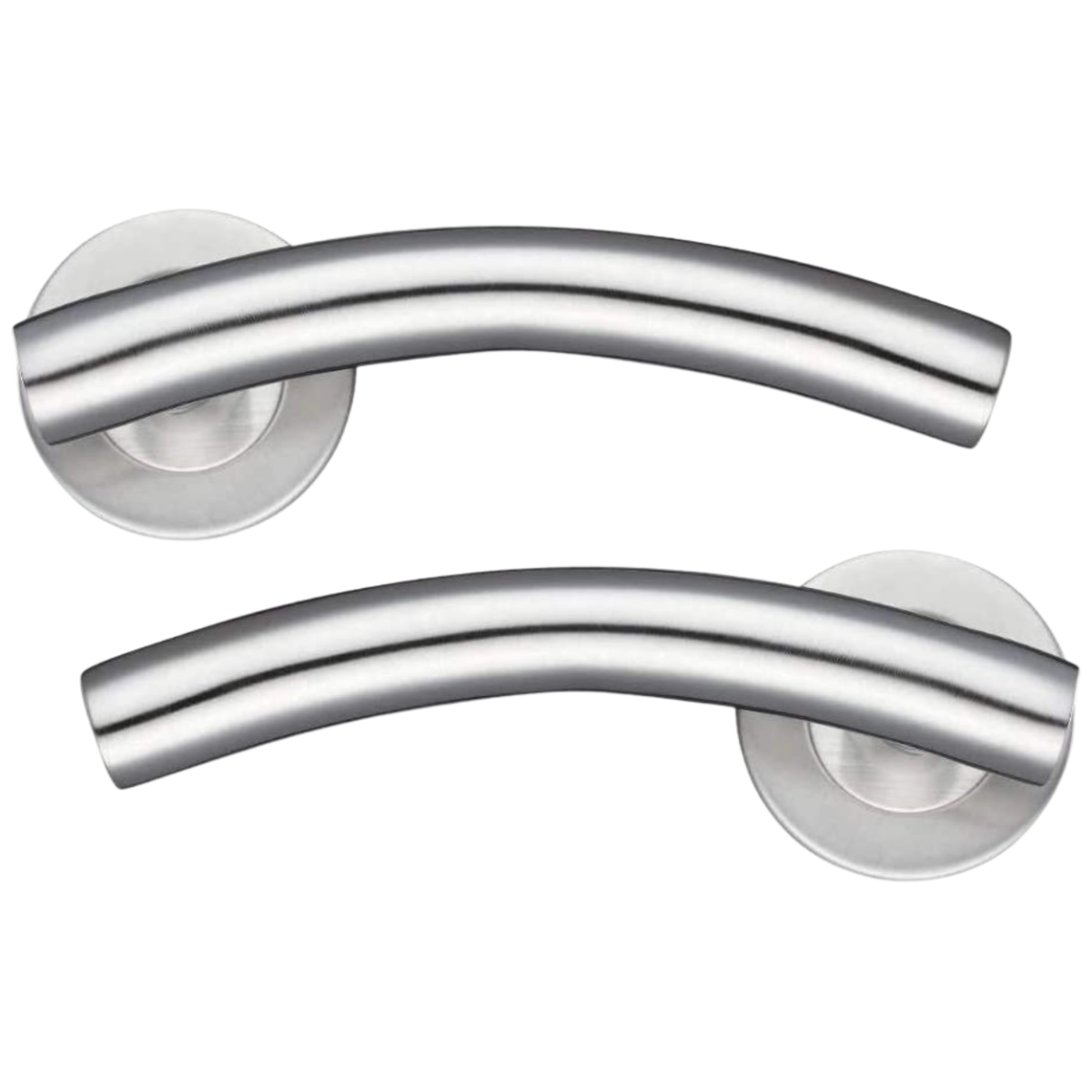 STEELWORKS Arched Door Handles on Rose - Satin Stainless Steel