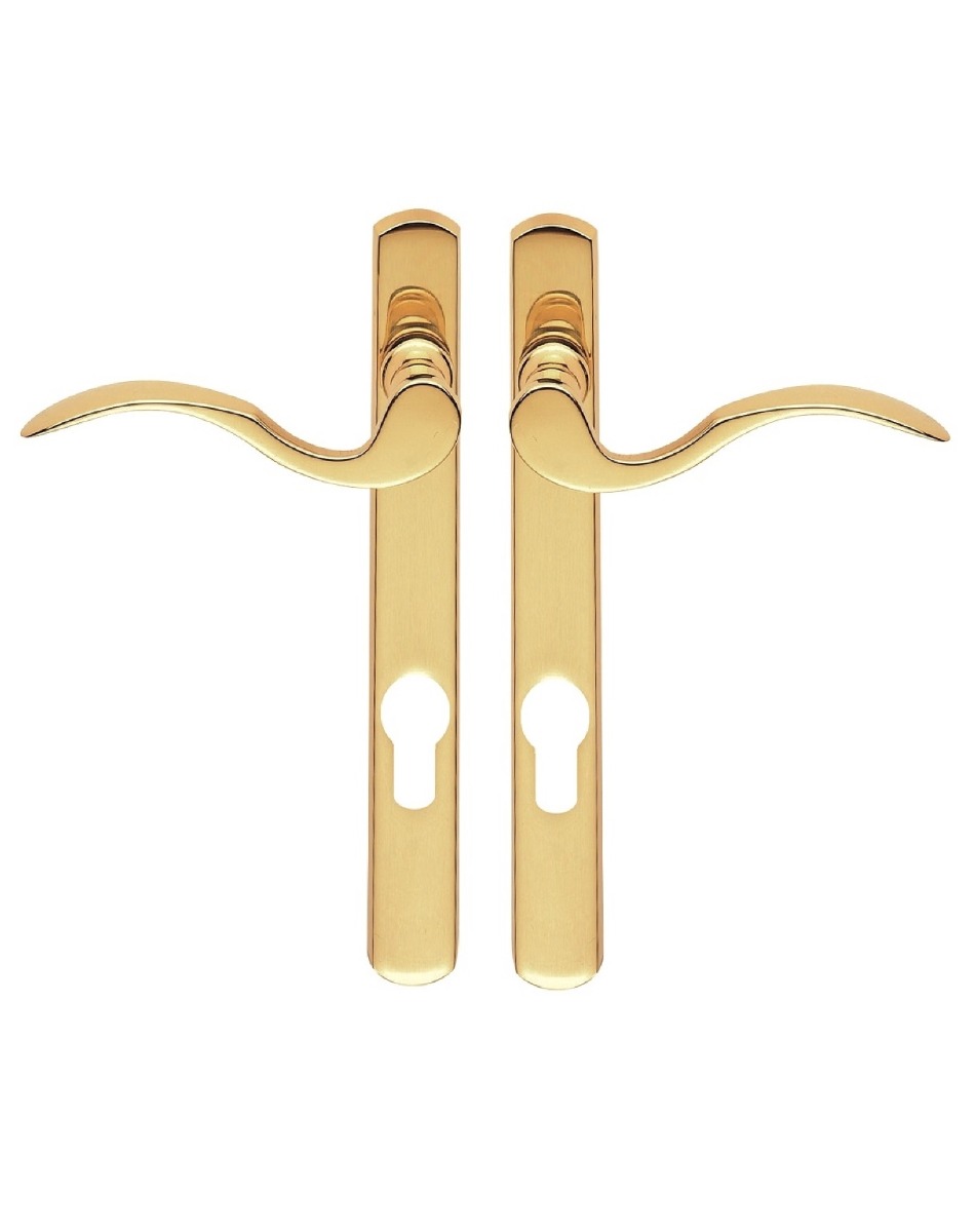 Carlisle Brass M140NP92LH Scroll Lever On Narrowplate - Lock Euro Profile (92Mm C/C) On1 Left Hand Otl (Polished Brass) Polished Brass
