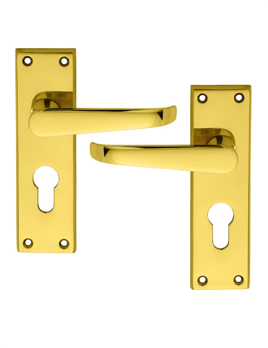 Carlisle Brass M30Y Victorian Lever On Backplate - Lock Euro Profile 47.5mm C/C Polished Brass