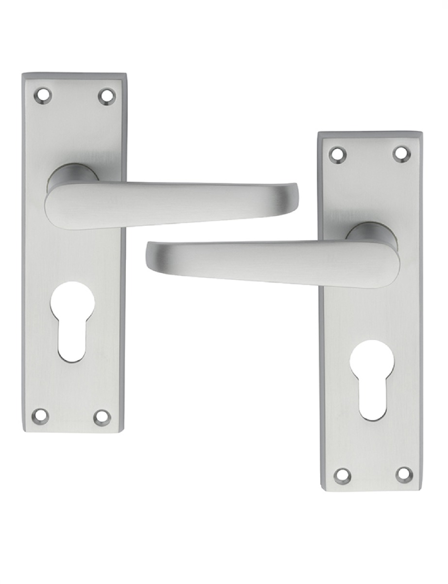 Carlisle Brass M30YSC Victorian Lever On Backplate - Lock Euro Profile 47.5mm C/C Satin Chrome