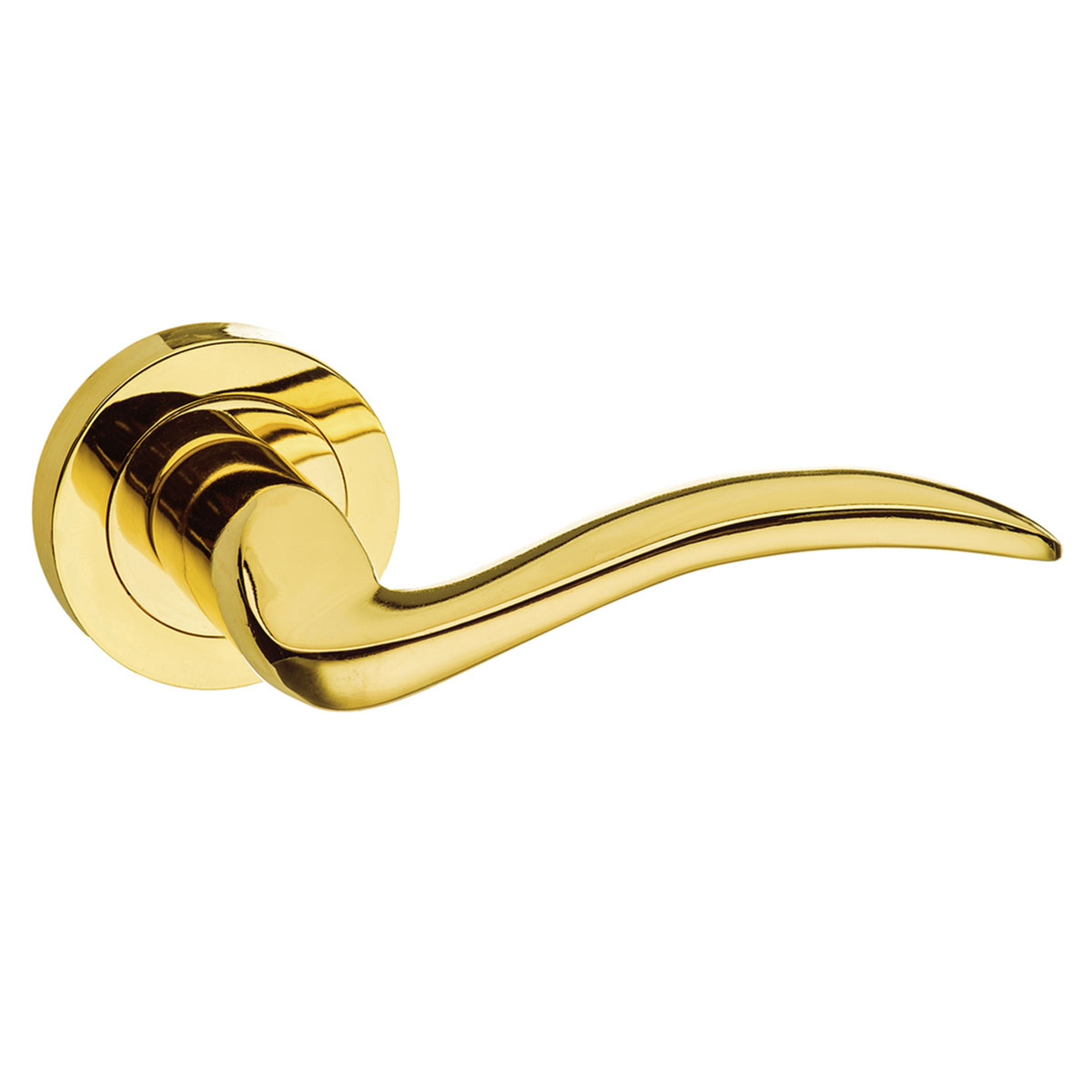 Mediterranean Valencia Lever on Round Rose - Polished Brass M85BP