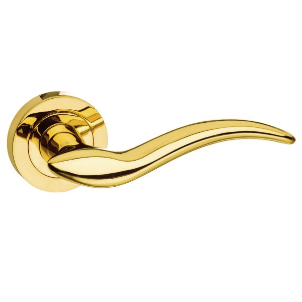 Mediterranean Barcelona Lever on Round Rose - Polished Brass M86BP