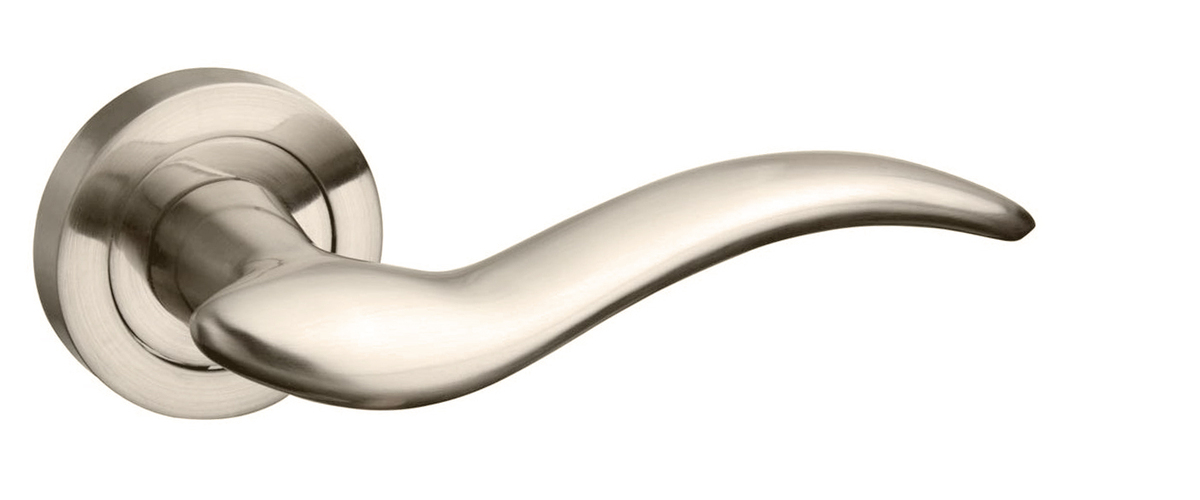 Mediterranean Barcelona Lever on Round Rose - Satin Nickel M86SN