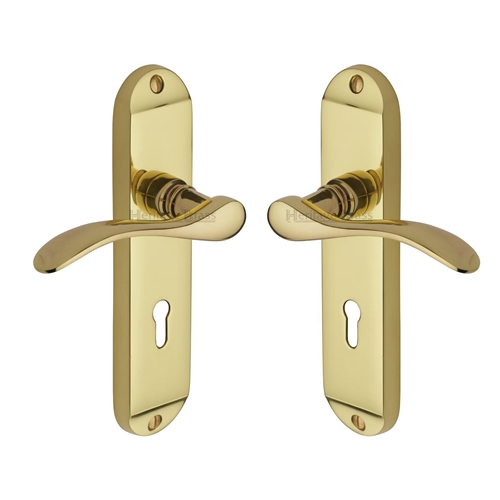 Heritage Brass MAY7600-PB Door Handle Lever Lock Maya Design Polished Brass finish