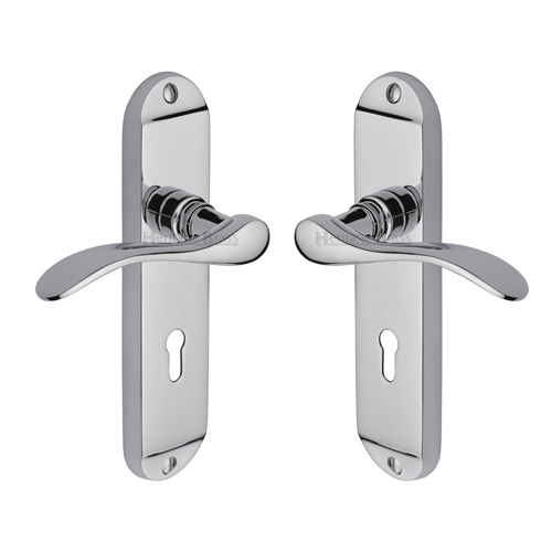 Heritage Brass MAY7600-PC Door Handle Lever Lock Maya Design Polished Chrome finish