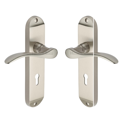 Heritage Brass MAY7600-SN Door Handle Lever Lock Maya Design Satin Nickel finish