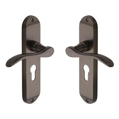 Heritage Brass MAY7648-MB Door Handle for Euro Profile Plate Maya Design Matt Bronze finish