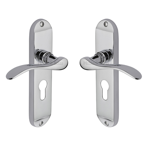 Heritage Brass MAY7648-PC Door Handle for Euro Profile Plate Maya Design Polished Chrome finish
