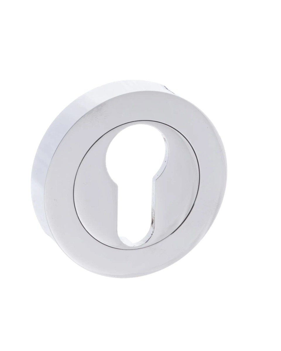 Mediterranean Euro Escutcheon on Round Rose - Polished Chrome MESCECP