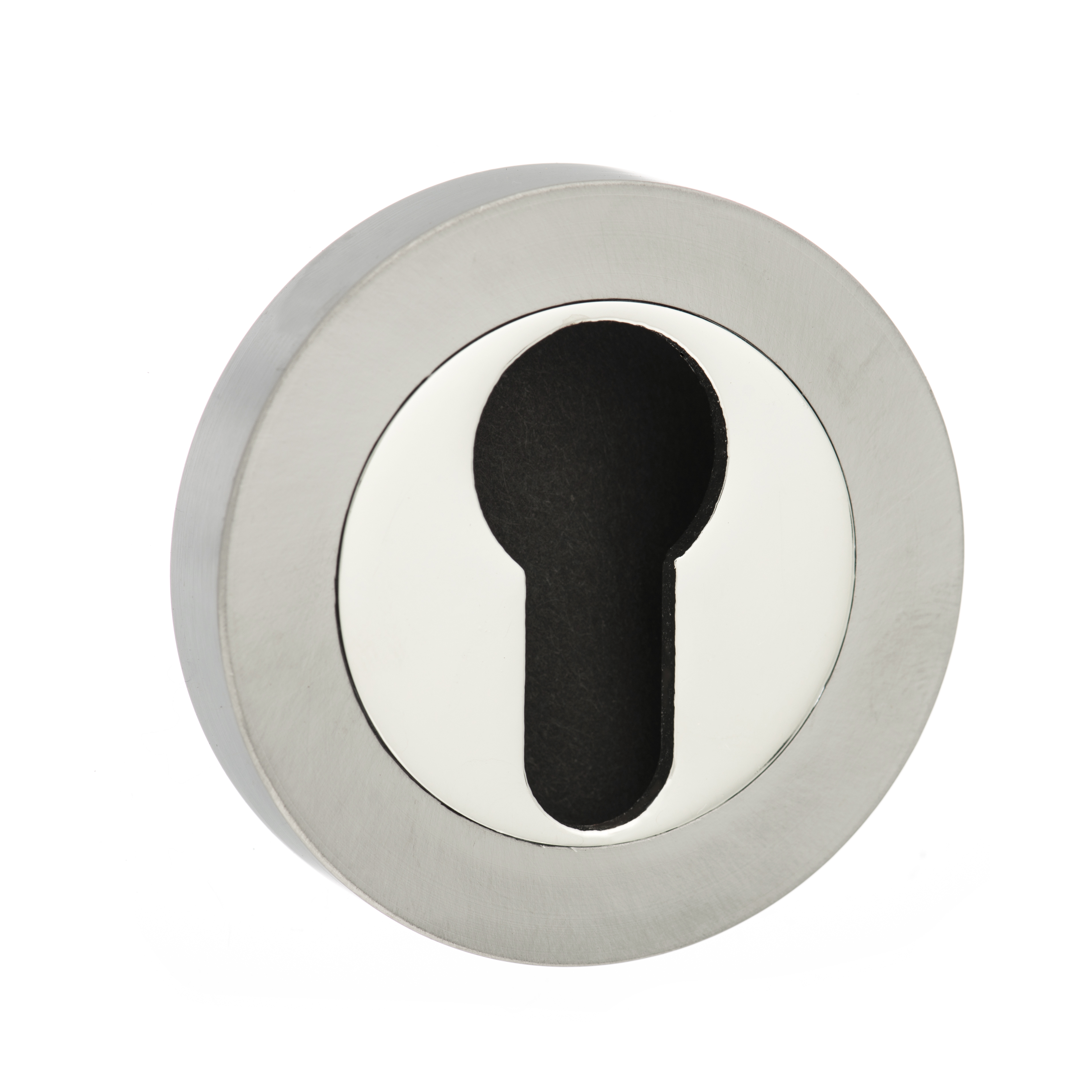 Mediterranean Euro Escutcheon on Round Rose - Satin Nickel/Polished Nickel MESCESNNP