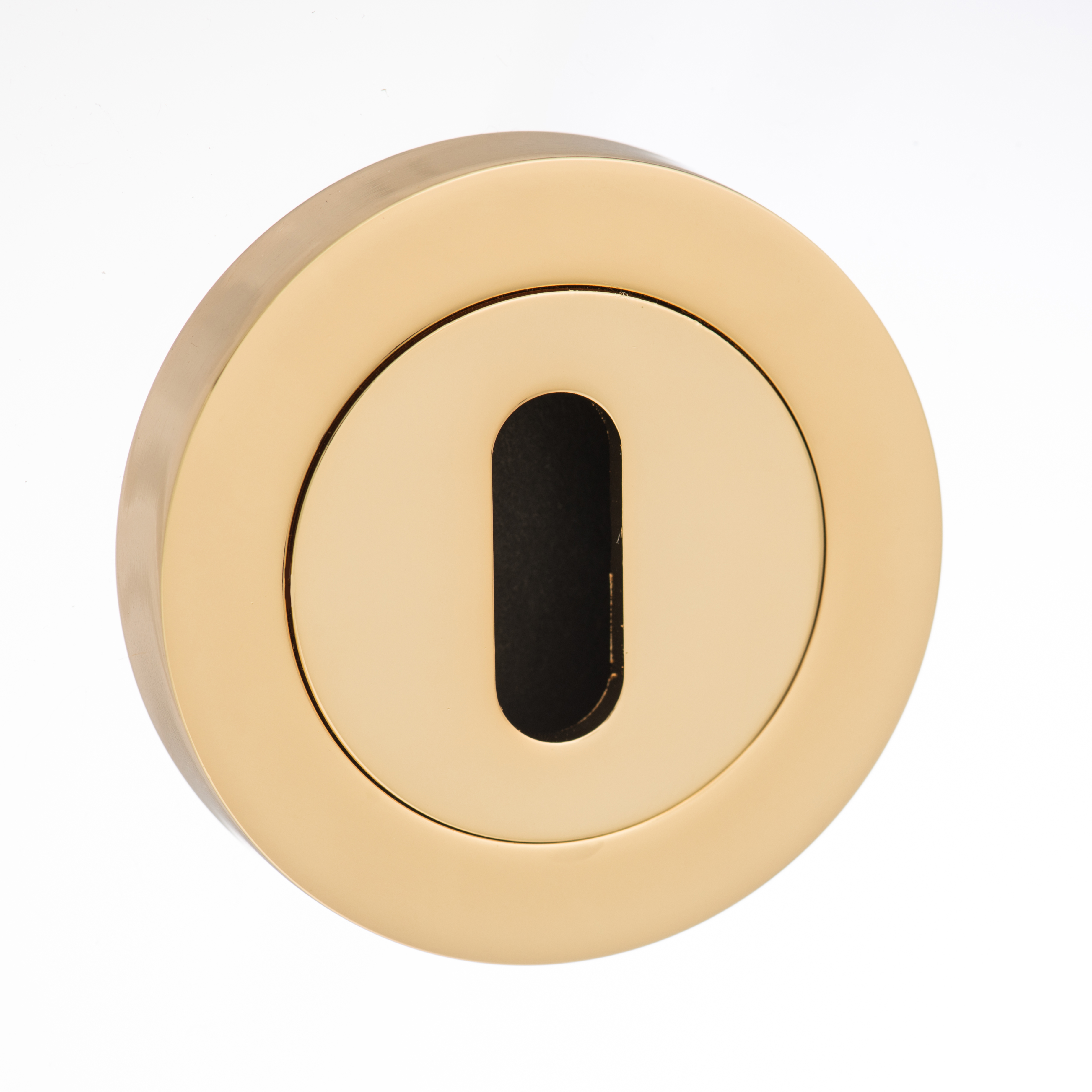 Mediterranean Key Escutcheon on Round Rose - Polished Brass MESCKBP