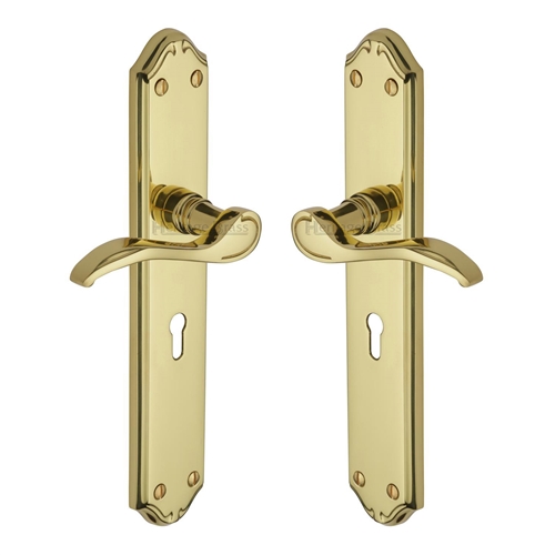 Heritage Brass MM824-PB Door Handle Lever Lock Verona Design Polished Brass finish