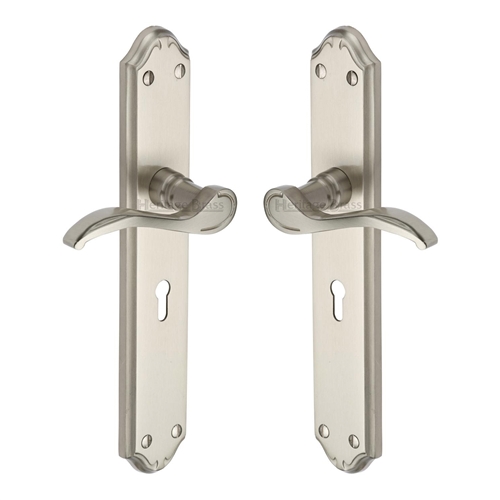 Heritage Brass MM824-SN Door Handle Lever Lock Verona Design Satin Nickel finish