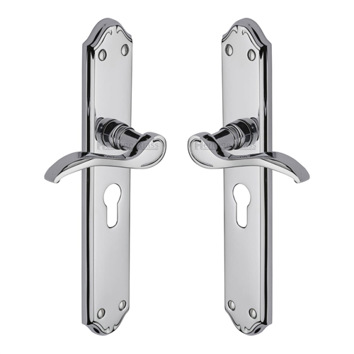 Heritage Brass MM825-PC Door Handle for Euro Profile Plate Verona Design Polished Chrome finish