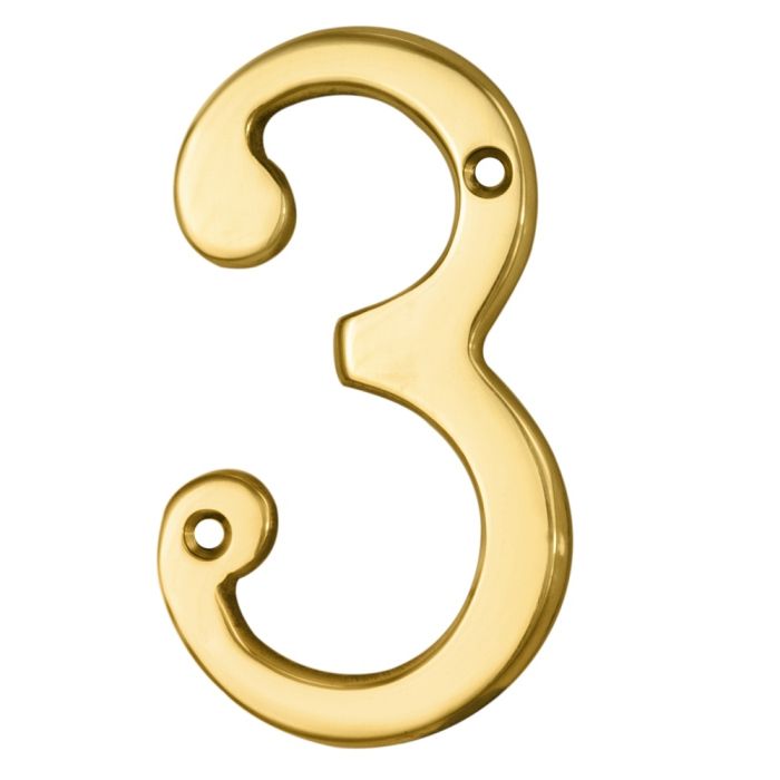Carlisle Brass N3 Numeral Face Fix (No.3) Polished Brass