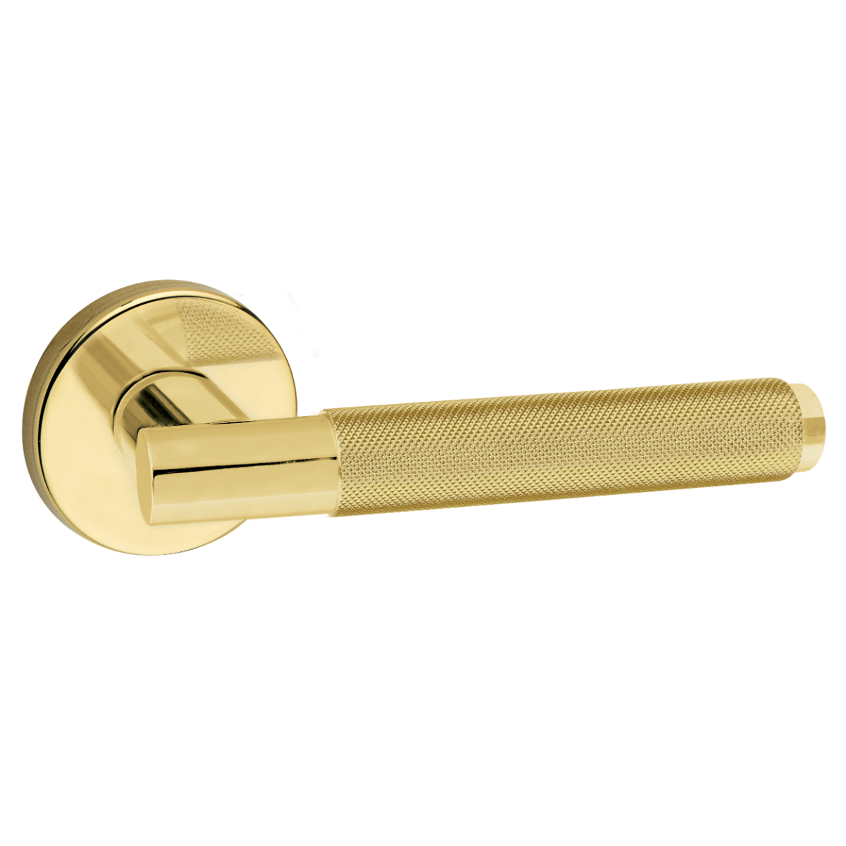 Acre & Clutton Nexus Knurled Lever on Round Rose - Polished Brass