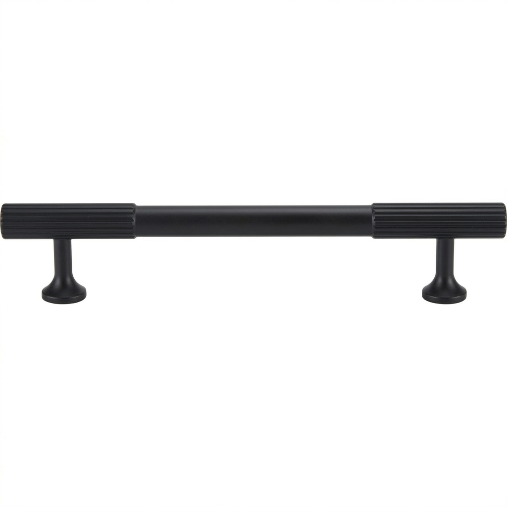 Acre & Clutton Oakridge Linear Solid Brass Cabinet Handle, 128mm Center-to-Center, 168mm Overall, Matt Black